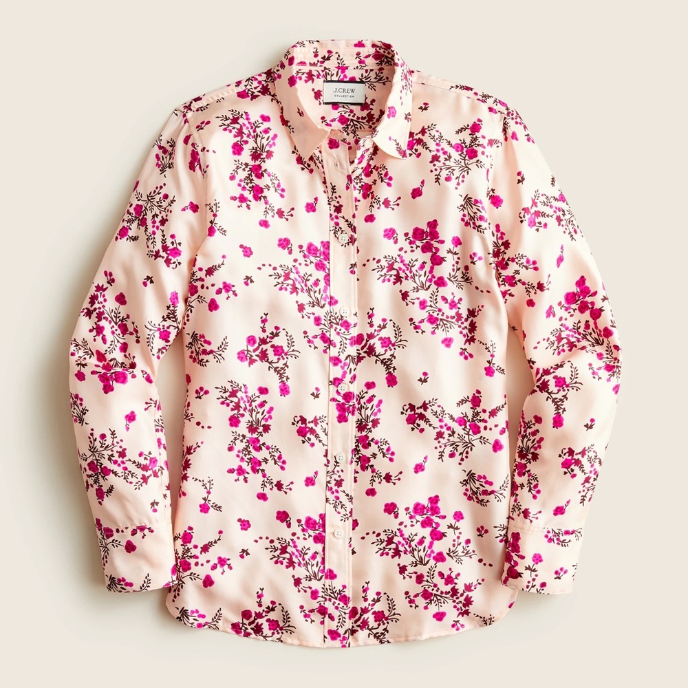 J. Crew Pink Floral Classic Shirt